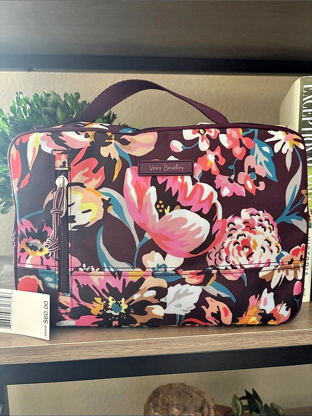 Vera Bradley Large Blush & Brush Floral Cosmetic Bag in Indiana Blossoms print